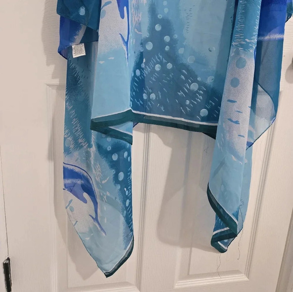 Peppermint Bay Scarf Body Wrap Large Ocean Theme Silky - Picture 4 of 10